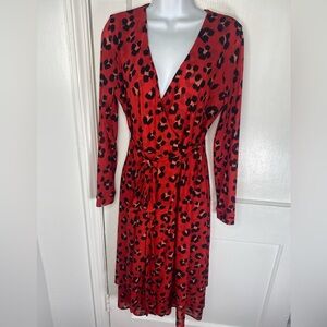 CAbi NWT Red and Black Animal Print Long Sleeve Dress